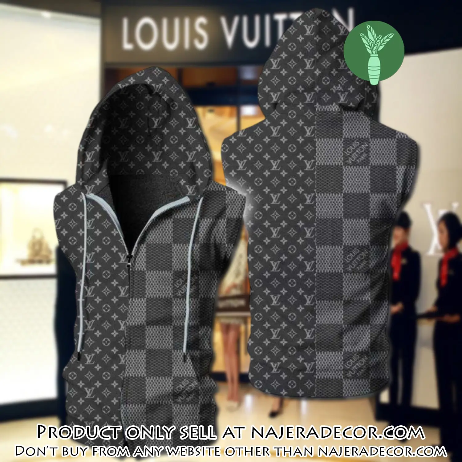 Louis vuitton grey unisex sleeveless zip up hoodie luxury for men women szh014 njr3144044